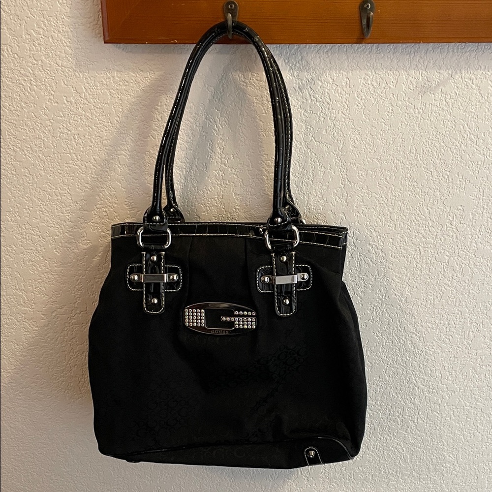 Guess Black and Silver Tote Bag